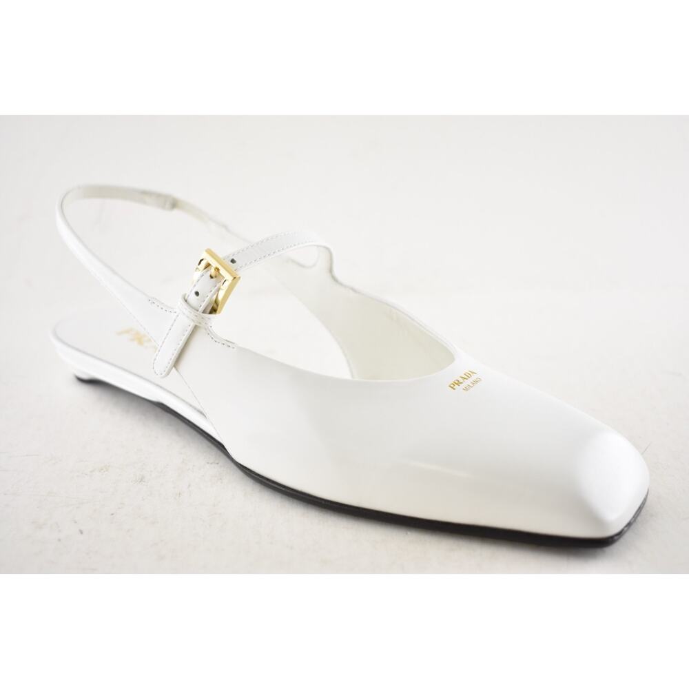 Prada White Leather Square Toe Mary Jane Slingback Ballerina Ballet Flat 36 - Picture 6 of 16